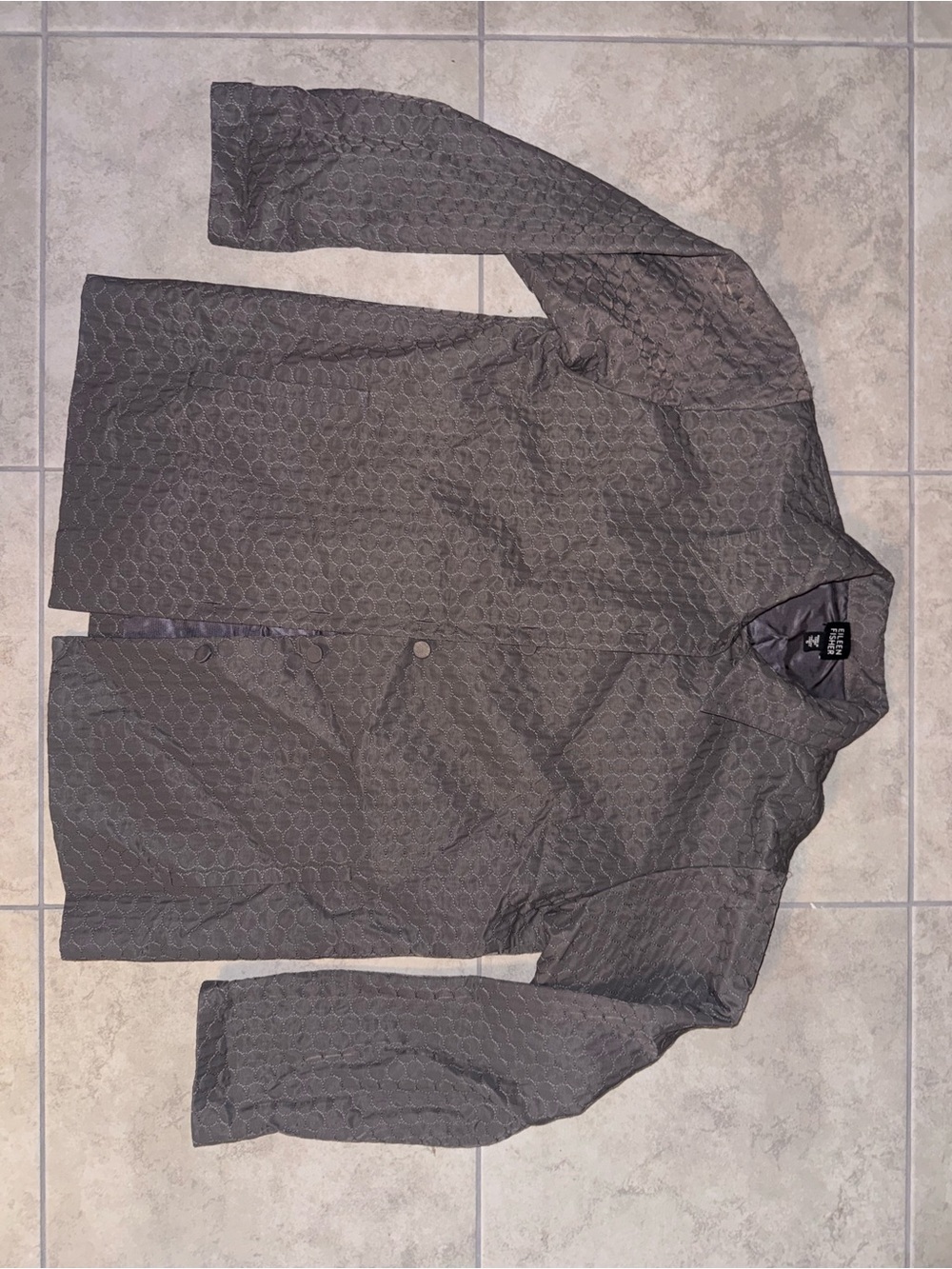 Eileen Fisher Quilted Lightweight Dove Gray Jacket